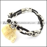 Secial Stainless Steel Skull Leather Bracelet -b001292