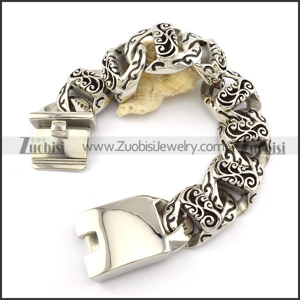 Flower Totem Casting Bracelet in Stainless Steel -b001345