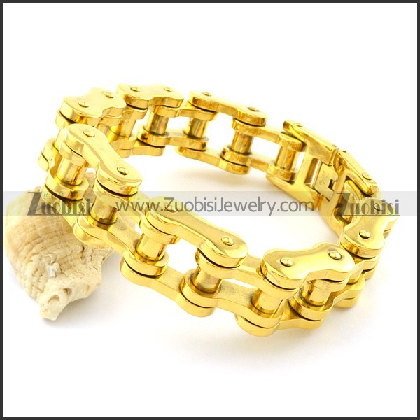 19mm Wide Gold Chain Biker Bracelets for Strong Men -b001329