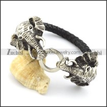 Thailand Elephant Bracelet with Leather Cord b001319