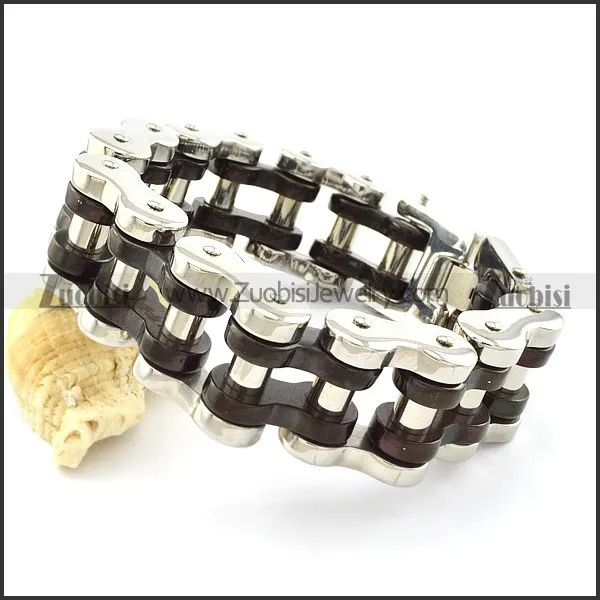 22MM Black and Silver Tone Heavy Bike Chain Bracelet -b001332