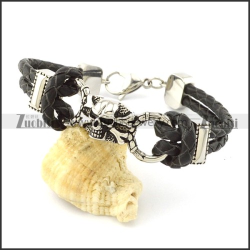 good selling noncorrosive steel Leather Bracelet -b001285
