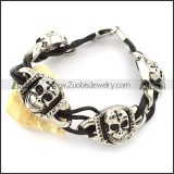 excellent Stainless Steel Leather Bracelet -b001294