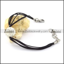 Fashion Stainless Steel Black Cord Bracelet -b001068