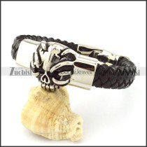 Black Leather Bracelet for Men -b001005