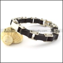 Black Rubber Bracelets in Stainless Steel Metal -b001278