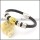 black leather bracelets in diameter of 0.24 inch with stainless steel accessories b001612