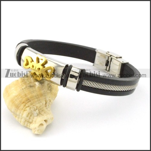 rubber bracelet with stainless steel parts b001711