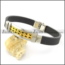 rubber bracelet with stainless steel parts b001714