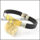 rubber bracelet with stainless steel parts b001716