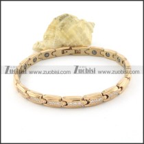 gold plating stainless steel bracelet CNC clear stones b001665