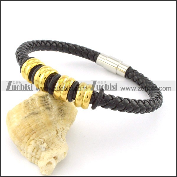 210*6mm black leather bracelets b001620