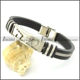 rubber bracelet with stainless steel parts b001706