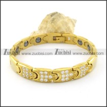gold plating stainless steel bracelet CNC clear stones b001668