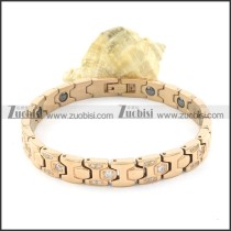 rose gold plating stainless steel bracelet CNC clear stones b001689