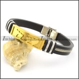 rubber bracelet with stainless steel parts b001707