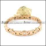 gold plating stainless steel bracelet CNC clear stones b001658