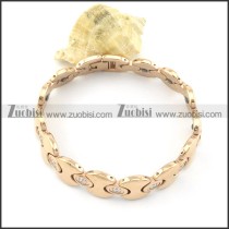 gold plating stainless steel bracelet CNC clear stones b001654