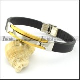 rubber bracelet with stainless steel parts b001723