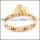 gold plating stainless steel bracelet CNC clear stones b001660