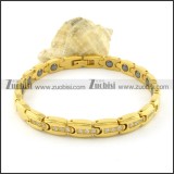 gold plating stainless steel bracelet CNC clear stones b001664
