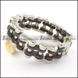 black and silver tone motorcycle chain bracelet b001642