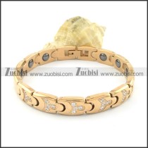 gold plating stainless steel bracelet CNC clear stones b001667
