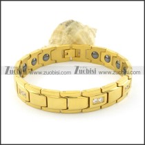 gold plating stainless steel bracelet CNC clear stones b001650
