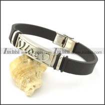 rubber bracelet with stainless steel parts b001705