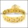 gold plating stainless steel bracelet CNC clear stones b001675