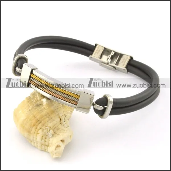 rubber bracelet with stainless steel parts b001728