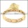 gold plating stainless steel bracelet CNC clear stones b001674