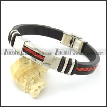 rubber bracelet with stainless steel parts b001712