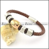 0.24 wide brown leather bracelets with stainless steel accessories b001611