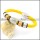 yellow 6mm wide steel leather bracelets b001607