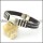 rubber bracelet with stainless steel parts b001696