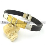 rubber bracelet with stainless steel parts b001720