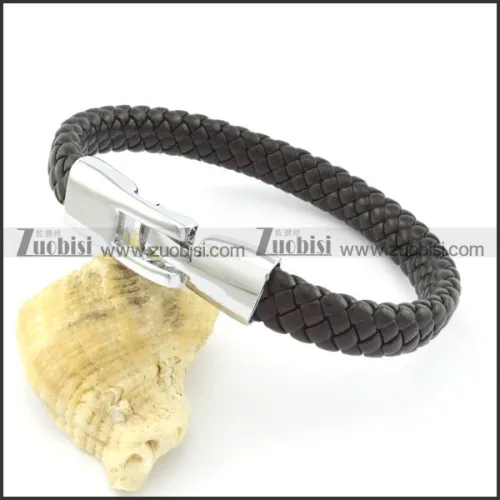 Black Braided Leather Bracelets with Clasp b001628