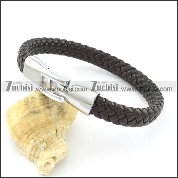 Black Braided Leather Bracelets with Clasp b001628