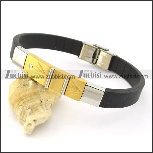 rubber bracelet with stainless steel parts b001717