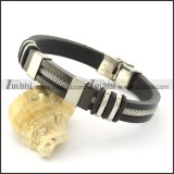 rubber bracelet with stainless steel parts b001702
