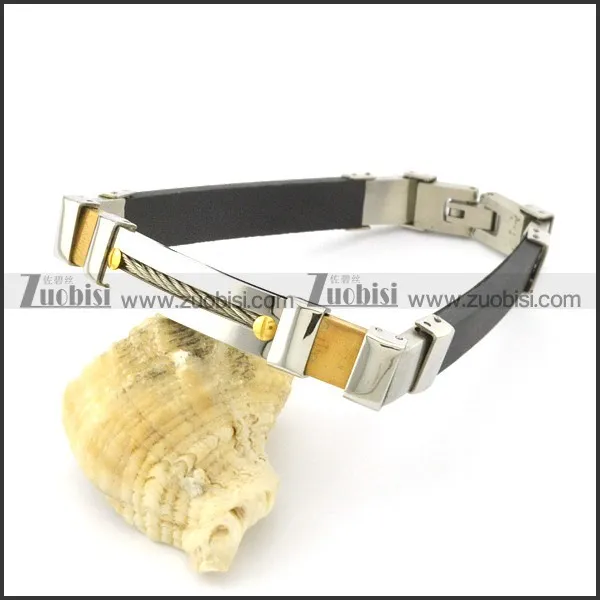 rubber bracelet with stainless steel parts b001727