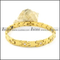 gold plating stainless steel bracelet CNC clear stones b001683