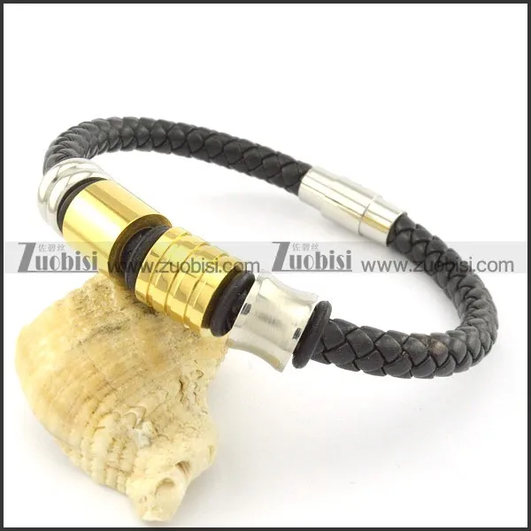 diameter of 6mm black leather bracelets b001614