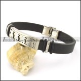 rubber bracelet with stainless steel parts b001704