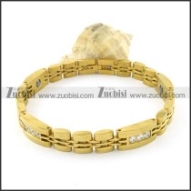 gold plating stainless steel bracelet CNC clear stones b001687