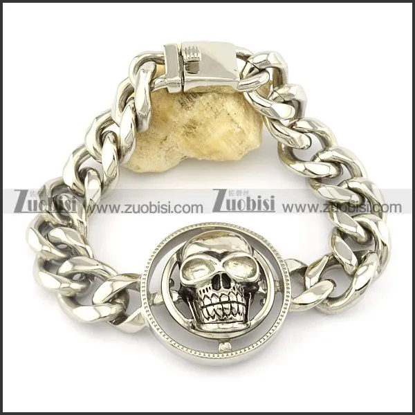 rould skull head link chain bracelet -b001474