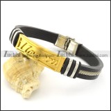 rubber bracelet with stainless steel parts b001710