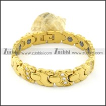 gold plating stainless steel bracelet CNC clear stones b001695