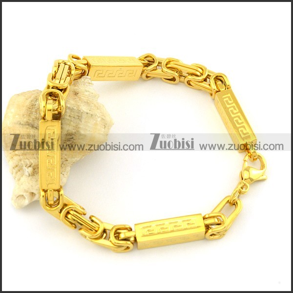 gold plating great wall theme stainless steel bracelet b001560